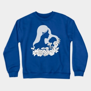 Sweet mother and child with white flowers Crewneck Sweatshirt